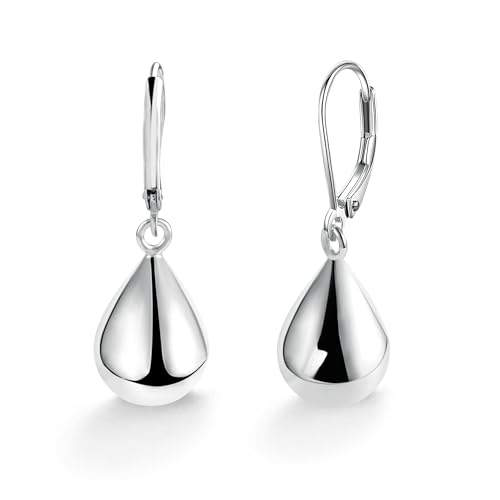 Sterling Silver Teardrop Earrings for Women Girls Silver Drop Leverback Dangle Earrings for Girls Hypoallergenic Leverback Drop Silver Earring