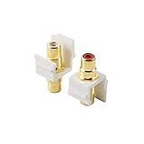 TENINYU 5-Pack RCA Keystone Jack Insert Connector Socket Female Snap in Adapter Port Gold Plated Inline Coupler for Wall Plate Outlet Panel Mount (White)