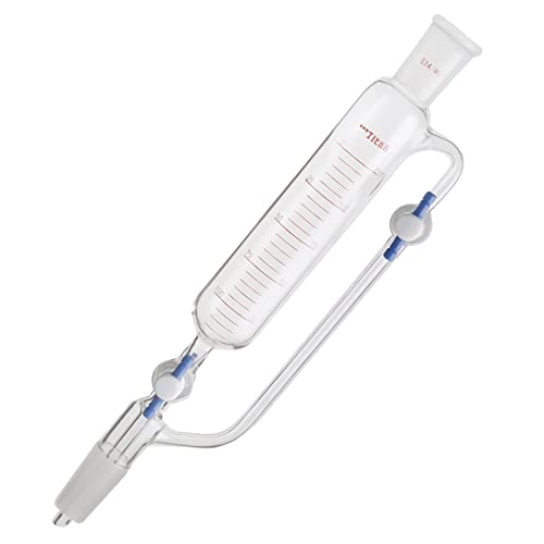 ADAMAS-BETA Glass Constant Pressure Graduated Addition Funnel with Double PTFE Stopcocks,Equalizing Dropping Funnel Chemistry Lab Glassware (B: 125ml,24/40)