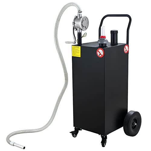 KODOM 30 Gallon Gas Caddy, Portable Fuel Storage Tank, Large Gasoline Container Diesel Can with Pump Rolling and Solid Rubber Wheels for Boat ATV Car Motorcycle UTV