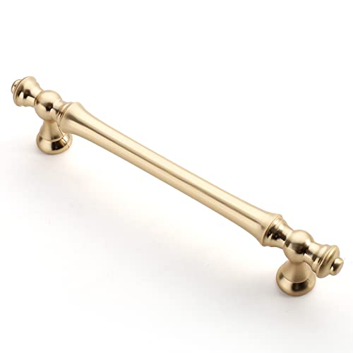 Asidrama 10 Pack 5 Inch(128mm) Brushed Brass Kitchen Cabinet Handles, Gold Cabinet Pulls Kitchen Cabinet Hardware for Cupboard Drawer Pulls