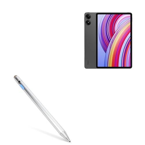 BoxWave Stylus Pen Compatible with Xiaomi Redmi Pad Pro - AccuPoint Active Stylus, Electronic Stylus with Ultra Fine Tip - Metallic Silver