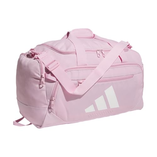 adidas Defender 5.0 Duffel, Durable Travel Gym Sports Bag for Men and Women, True Pink/White, Small (42L)