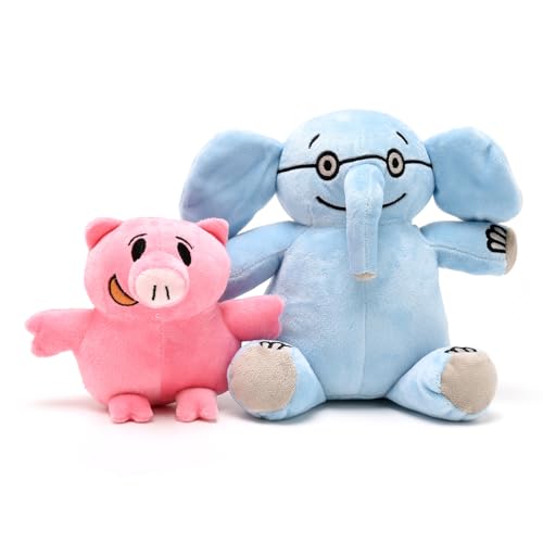 Rhymad Pair of Elephant & Piggie Plush Toys Soft Stuffed Animal Mo Willems Elephant and Pig Kids Toys Boy Girl Home Decor Adorable Ultra-Soft Classics Comfort 7” & 5” Sitting