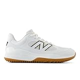 New Balance Men's Fresh Foam 3000 V7 Turf-Trainer Baseball Shoe, White/Black, 8.5