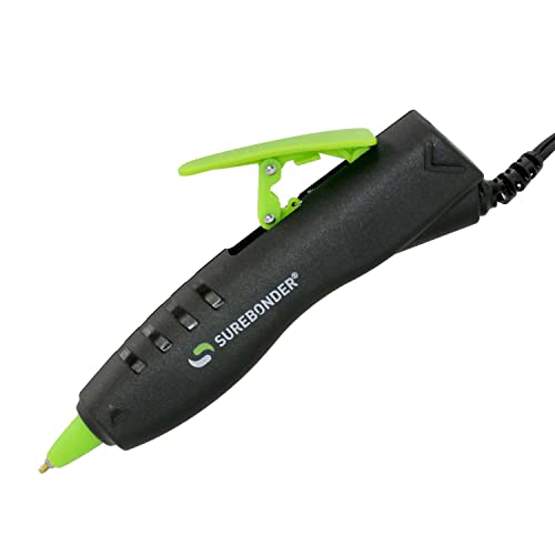 Surebonder GP-100F Ergonomic Detail Tip Mini-Size Hot Glue Pen for Precision Crafting and Repairs, 10 Watts, Corded, Black