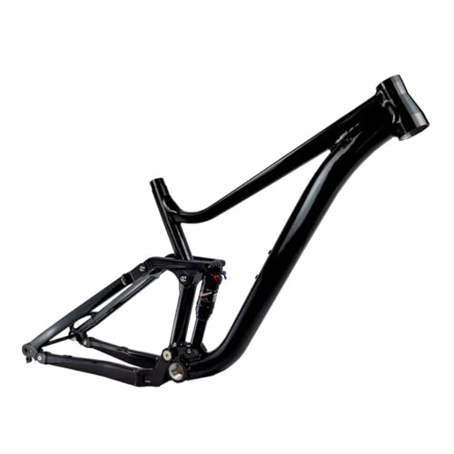 BSFHQS Full Suspension Mountain Bike Frame 27.5er 29er Aluminium Alloy Disc Brake Bike Frame 16" DH/AM Softtail Frame 12 * 148mm Thru Axle Boost Frame with Shock Absorber(Black A)