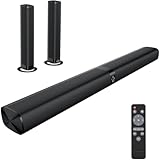 Assistrust Sound Bar for Smart TV, Soundbar with Bluetooth/ARC/Opt/AUX Connect, Auto Volume Boost, 3 Equalizer Modes, 2 in 1 Detachable Soundbar for TV/PC/Gaming/Projectors