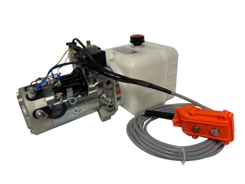 Hydraulic Pump for Dump Trailer 12 Volt DC Double Acting - Solenoid Hydraulic Power Unit 6 Quart Plastic Tank - Dump Trailer Electric Hydraulic Power Pack