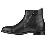 CALTO Men's Invisible Height Increasing Elevator Shoes - Black Premium Leather Lightweight Zipper Boots - 3.2 Inches Taller - S28001 - Size 8 D(M) US