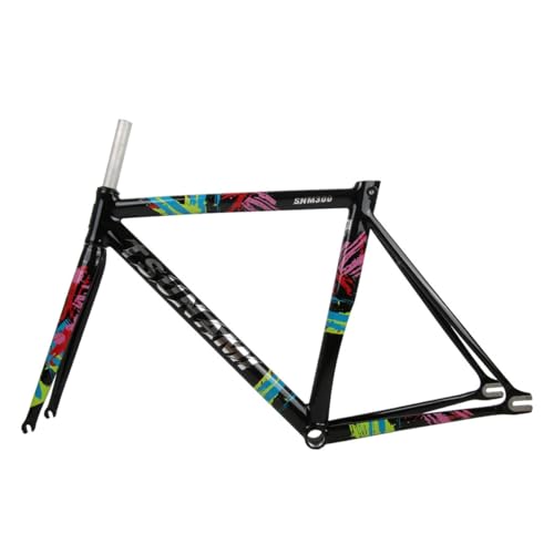 FXTYRXJ Fixed Gear Bike Frameset 700C Track Bike Frame Aluminum Alloy Bike Frame 50CM 52CM 54CM C Brake Bike Frame Quick Release Frame 100/120MM QR BSA BB68mm(Gloss Black,52cm)