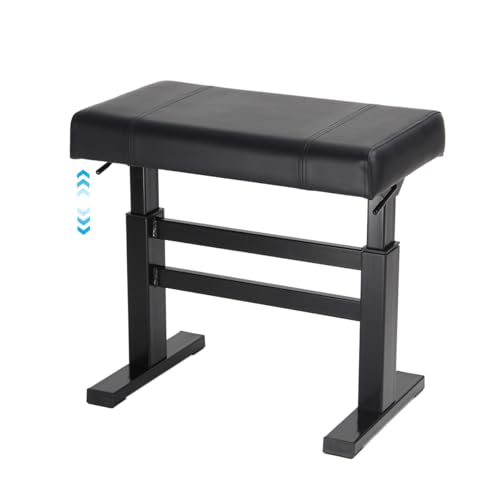 lumizone Height Adjustable Piano Bench Hydraulic Lifting Keyboard Bench with PU Leather Modern Leather Heavy Duty Piano Stool High Density Sponge Lining Alloy Material Gloss