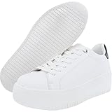 Steve Madden Women's Rockaway Sneaker, White/Black, 8.5