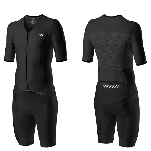 Logas Men‘s Triathlon Suit Trisuit Race Skinsuit Cycling Speed Suit Swimskin Bike Swim Run
