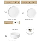 MALACASA Plates and Bowls Sets, 12 Pieces Porcelain Dinnerware Sets Dishware Sets Chip Resistant Ceramic Dish Set Dining Dinner Ware Service for 4, White, Series LUNA