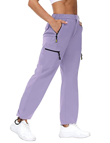 VVK Women's Outdoor Hiking Pants Lightweight Quick Dry Water Resistant Mountain Trouser Light Purple Small