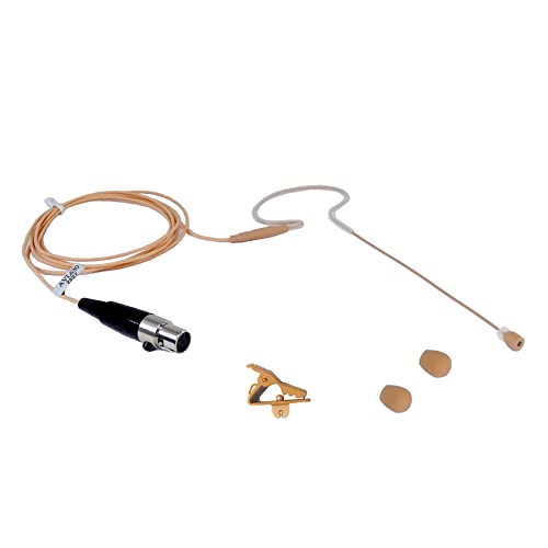 Rannsgeer Mini Headset Microphone Replacement Earhook Headset Mic for Shure Wireless System (Tan)