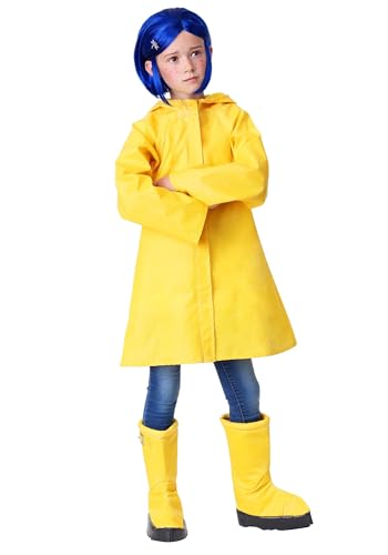 Coraline Costume for Kids, Girls Coraline Storybook Yellow Rain Jacket Small