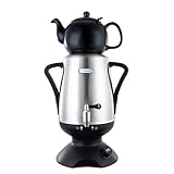 ETHNIQ - Electric Samovar | 4L Stainless Steel Tea Maker | Adjustable Temperature Controller | Boil Dry & Auto Shot-off | 1.2L Porcelain Teapot | Turkish, Persian, Russian Tea Ketle – Black
