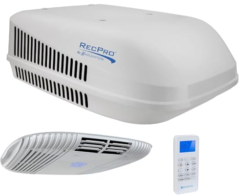 RecPro RV Air Conditioner 15K | Quiet AC | 110-120V | Heat Pump and Cooling | Easy Install | All-in-One Unit | For Camper, Fifth Wheel, Food Trucks (Non-Ducted, White)