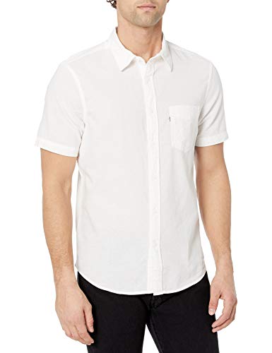 Levi's Men's Classic 1 Pocket Short Sleeve Button Up Shirt (Also Available in Big), White, Large