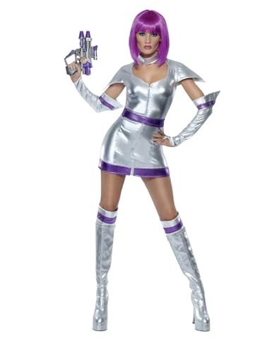 Smiffys womens Fever Space Cadet Adult Sized Costumes, Silver Metallic, S - US Size 6-8
