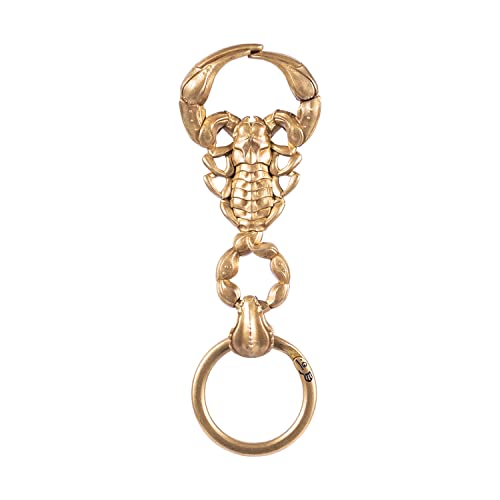 COPPERTIST.WU Scorpion Snap Brass Keychain Quick Release Spring Keychains with Key Ring Scorpio Birthday Gifts for Men Women