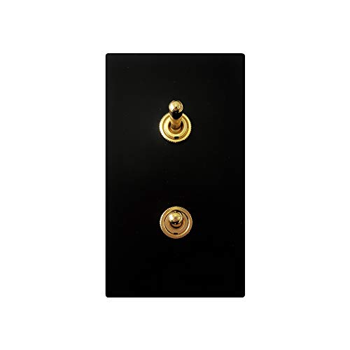 Aruastudio Retro Interior Light Switch ON-Off Set, Switch Plate, Toggle Switch 15A, 250V, AC, 2Pin (Black 002)