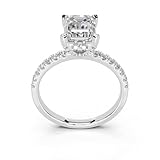 Hidden Halo with Emerald Shape Lab Grown Diamond Engagement Ring For Women in 14K Gold, Platinum (F-G Color, VS1-VS2 Clarity) - IGI Certified 14k White Gold 1.0 ct - Size 5