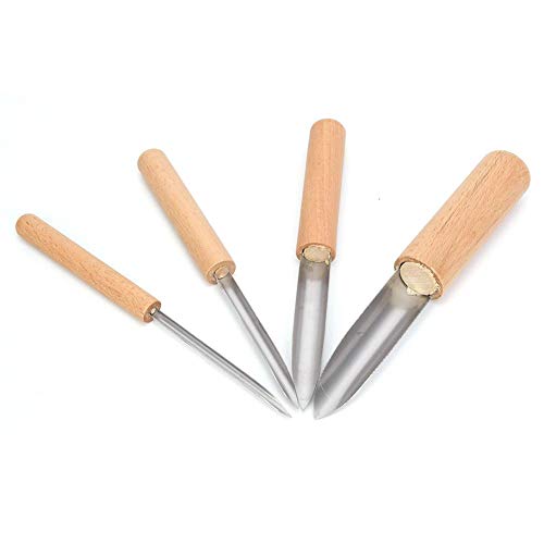 4Pcs Semi Round Hole Cutters Pottery Clay Ceramic Tools Wooden Handle Polymer Clay Punch Hole Cutter Pottery Sculpting Tools Pottery Tools