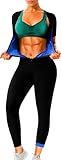 DYUAI Sauna Suit for Women Sweat Jumpsuit Waist Trainer Slimming Leggings Workout,Armpit and Crotch Mesh(BH70022-01-XL)