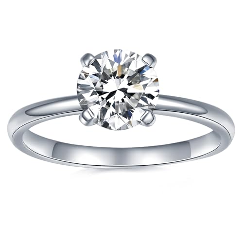 IMOLOVE Moissanite Solitaire Engagement Ring for Women, Women's Engagement Rings Moissanite Promise Rings 1CT D Color VVS1 Clarity Wedding band 925 Sterling Silver with 18K Gold Plated-7