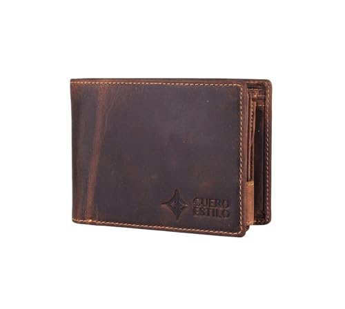 Cuero Estilo Horizontal Bifold Leather Wallet – RFID Protection, Compact Floater Leather Design, Multiple Compartments for ID, Cash & Cards. (Color: Deep Brown)