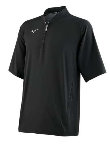 Mizuno Men's Standard Gametime Short Sleeve Hitting Jacket, Black