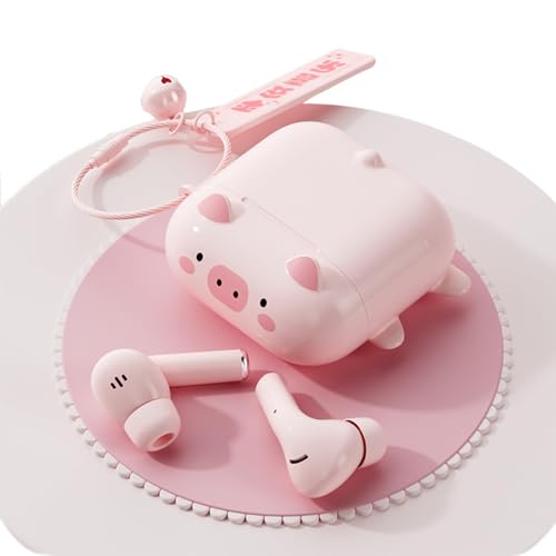 Xmenha True Wireless Pink Cute Earbuds Bluetooth Kawaii Headphones for Girls Small Mini Tiny Ear Buds for Kids Noise Cancelling Earbuds TWS Earphones Kids Wireless Earbuds for iPhone Android