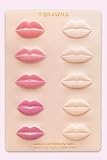 BRAWNA [ 3 Pack ] 3D Lip PMU Practice Skin - Soft Silicone Lip Blush Practice Skin with Human Skin - Like Texture - 10 Lip Shapes - Lip Tattoo Practice Skin – PMU Supplies