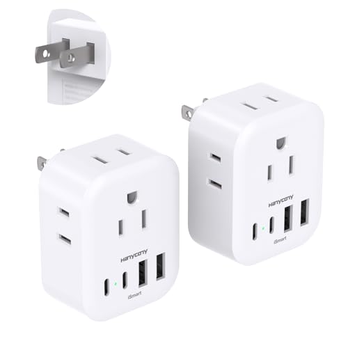 2 Pack US to Japan Travel Plug Adapter, Japan Power Adpter with 4 Outlets 4 USB Ports(2 USB C), Type A Plug Adapter for Amercian USA to Japanese China Canada Mexico Philippines Peru