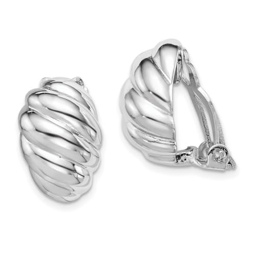 925 Sterling Silver Rhodium Plated Polished Weaved Oval Clip Earrings Measures 16.75x10.75mm Wide - Clip on Earring for Women