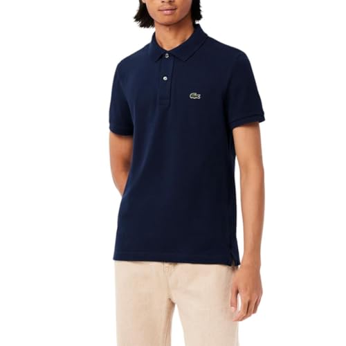 Lacoste Men's Slim Fit L12.12 Short Sleeve Pique Polo, Navy Blue, X-Large