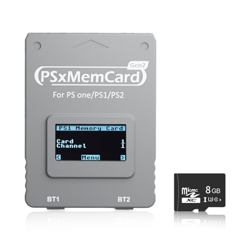 BITFUNX PSxMemCard Gen2 Memory Card - Supports Firmware Upgrade, Unlimited Storage and Sd2psXtd, Includes an 8GB MicroSD Card, High Speed Game Memory Card for PS2/PS1/PS One Console