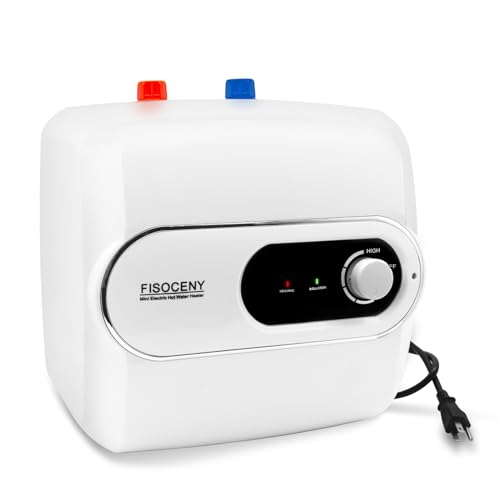 Fisoceny 4 Gallon Tank Water Heater Under Sink Instant Hot Water 1500w 120V,Kitchen Under Counter RV Small Hot Water Heater with Release Valve 3-Way Diverter Vavle,1/2" NPT White