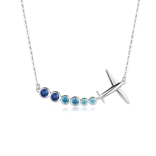 HolaJune Aircraft Jelwery S925 Sterling Silver Airplane Necklace for Women Teen s, Gifts for Stewardess Flight Attendants Pilots