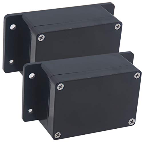 Raculety 2 Pack Project Box IP65 Waterproof Junction Box ABS Plastic Black Electrical Boxes DIY Electronic Project Case Power Enclosure with Fixed Ear 3.94 x 2.68 x 1.97 inch(100x68x50mm)