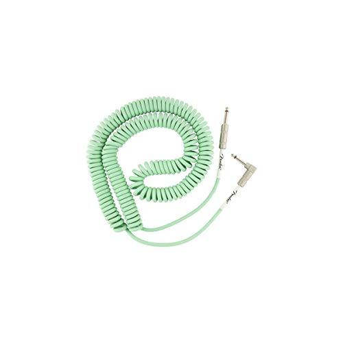 Fender Original Series Coiled Instrument Cable, Guitar Cable, Guitar Accessories, with Limited, Straight/Angle, Surf Green, 30ft