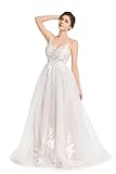 Sorayan Women's Wedding Dresses Appliques Boho Beach Sexy Spaghetti Straps Lace Bridal Gowns Open Back (12,Photo Color)