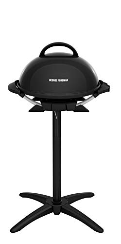 George Foreman Indoor/Outdoor Electric Patio Grill, Apartment Approved, 15-Serving, Removable Stand, Black