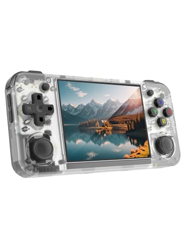 RG35XX H Retro Handheld Game Console 3.5 Inch IPS Screen Linux OS Built-in 64G + 128G TF Portable Pocket Video Player 10000+ Games Retro Video Games Consoles with Case White Translucent