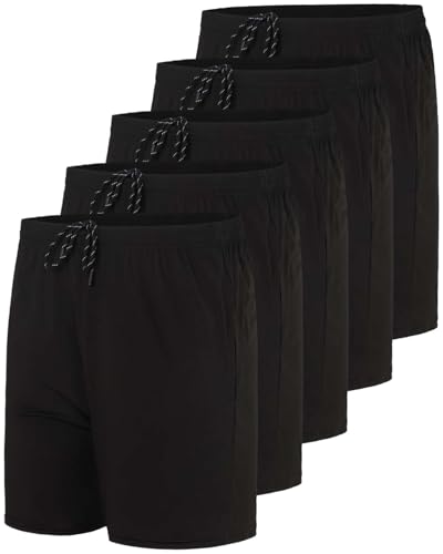 5 Pack: Mens Big & Tall King Size Heavyweight 5 Inch Gym Shorts Running Workout Dry Fit Athletic Active Short for Men with Pockets Basketball Fitness Quick Training Summer Sport Exercise - Set 7, 4X