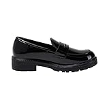 Kassie Daniela ~ Krystal-2 ~ Kid's Slip On Loafers Round Toe Uniform Dress Church School Casual (Black PAT, 5)