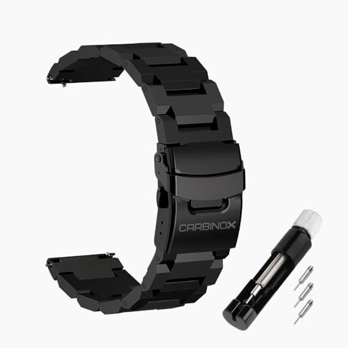 CARBINOX Metal Band Durable 22mm Compatible Smartwatches with Toolkit Included - Stainless Steel, Adjustable, Secure Fit